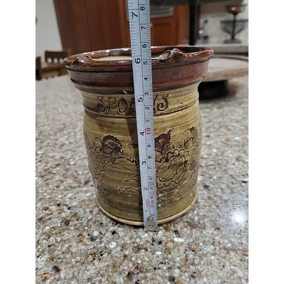 Vintage Hand-Made Pottery Glazed Kitchen Utensil Jar Spoons - SUE - Picture 6 of 8